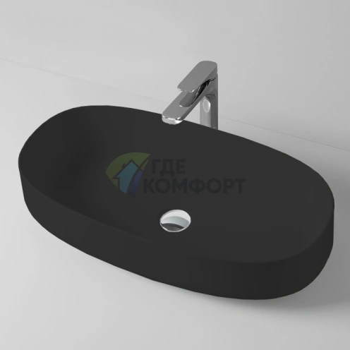 Накладная раковина Artceram Cognac 68x35 см матовый черный (COL005 17 00) - фото 1