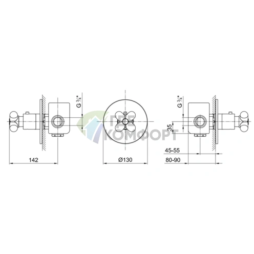 Термостатический смеситель Fantini I Balocchi для душа скрытого монтажа, белый матовый (60 29 0600B) - фото 2