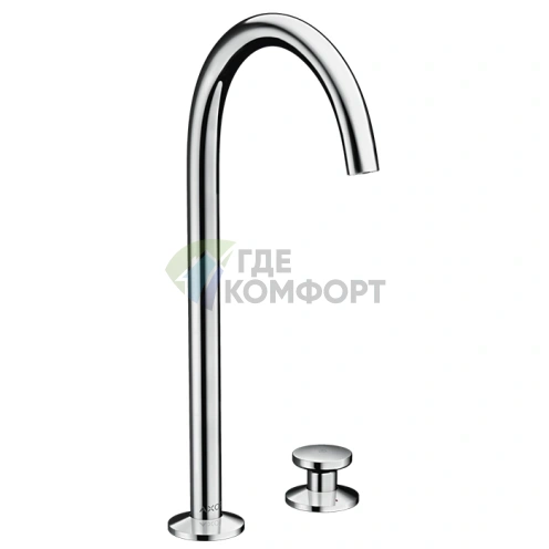 Смеситель для раковины AX One Select 260 на 2 отверстия со сливом push-open, хром (48060000) - фото 1