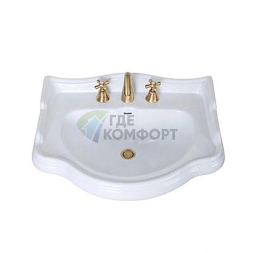 Раковина KERASAN Retro 69 белого цвета 69x52 см с тремя отверстиями (104601*3) - фото 1