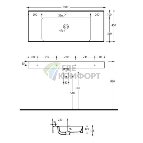 Кухонная мойка KERASAN Cento 100x45 с отверстием под смеситель, белая (355001*1) - фото 7