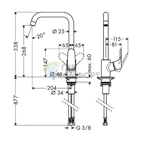 Надежный смеситель Hansgrohe Focus 31820800 для кухни - фото 4