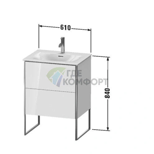 Тумба напольная Duravit XSquare под раковину с двумя ящиками и регулируемыми ножками (XS452202222) - фото 2