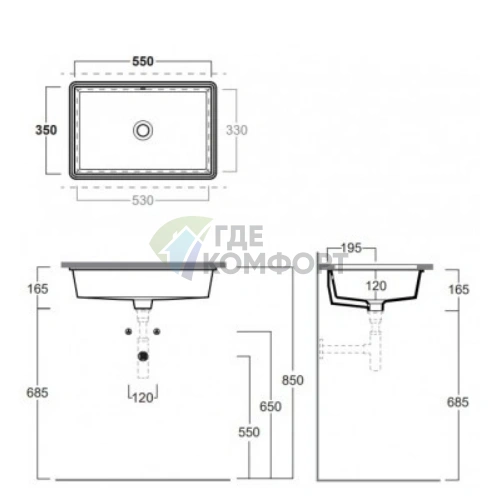 Раковина SIMAS Lavabi Darredo для встроенного монтажа 55x35 см белого цвета - фото 1