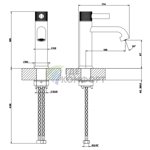 GESSI INCISO Смеситель для раковины на 1 отверстие без донного клапана в цвете хром (58002#031) - фото 2