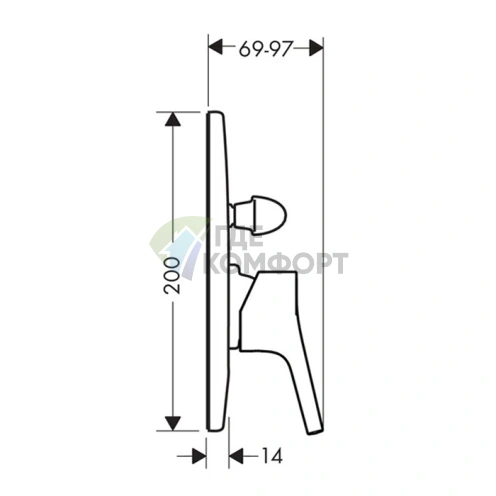 Смеситель для ванны Hansgrohe Talis S встраиваемый с переключателем, хром (72407000) - фото 2