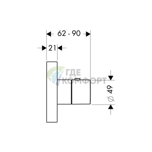 Смеситель для душа AXOR термостатический встраиваемый в цвете шлифованное золото (10755250) - фото 2