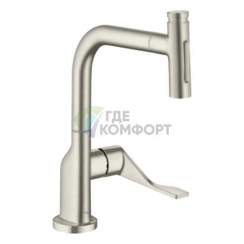 Кухонный смеситель AX Citterio с выдвижным душем, нержавеющая сталь (39863800) - фото 1