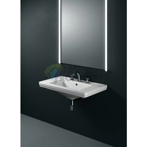 Раковина GSI Classic 90x50 см с переливом и тремя отверстиями под смеситель, белая - фото 1