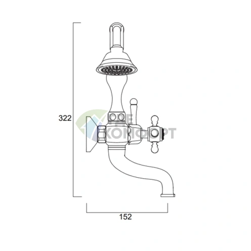 Смеситель для ванны SIMAS VICTORIA настенный с душем, хром (VIBVI cr) - фото 2