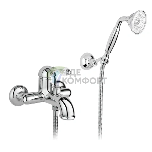 Смеситель для ванны Nicolazzi Cristallo: настенный однорычажный с ручным душем, хром (3401CR33) - фото 1