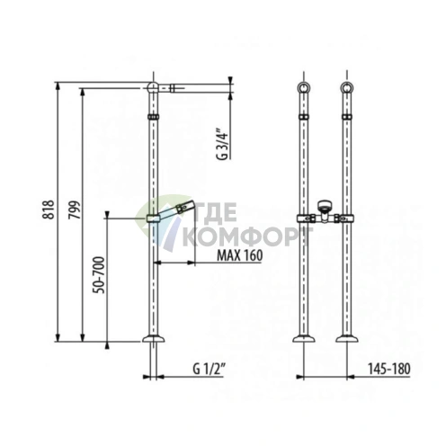Комплект золотых опор для напольного смесителя Gattoni Accessori (2 шт.) (1545/00D0oro) - фото 2