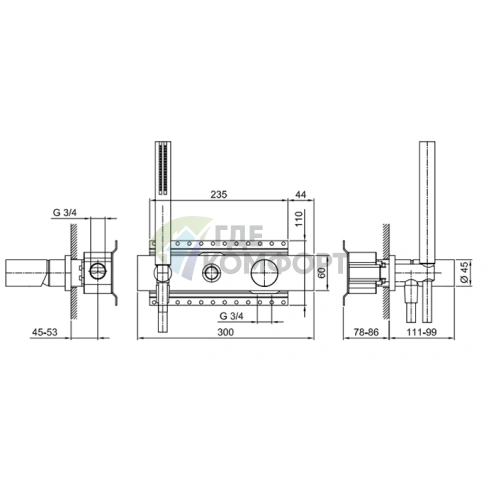 Картридж для смесителя Fantini: переключатель на 2 источника, 3/4, хром (19 02 3084A) - фото 2