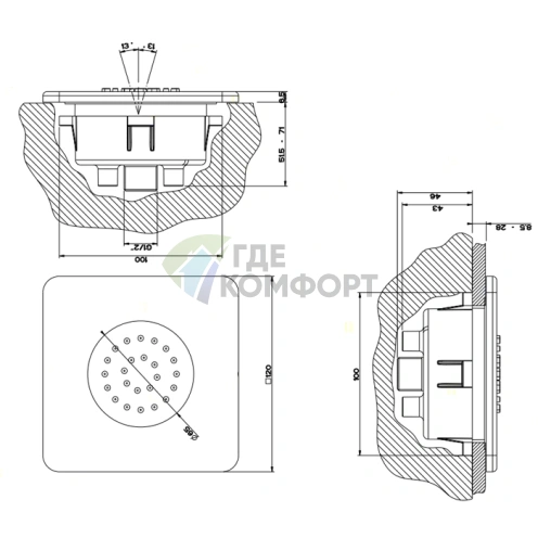 Встраиваемая боковая форсунка Gessi iSpa в хроме (41172#031) - фото 2