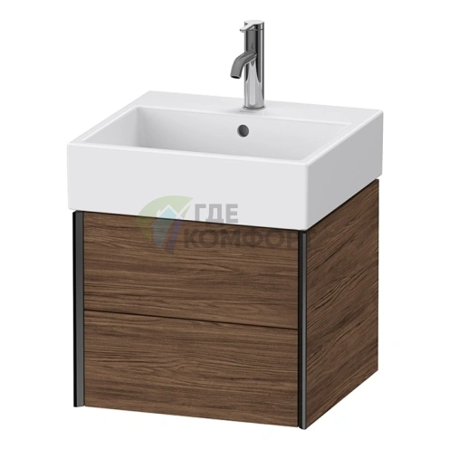 Тумба подвесная Duravit XViu с 2 ящиками для раковины, цвет Walnut Dark/черный матовый (XV43330B221) - фото 1