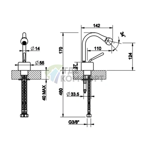 Смеситель для биде Gessi Goccia, на 1 отверстие, белый (33607#279) - фото 2