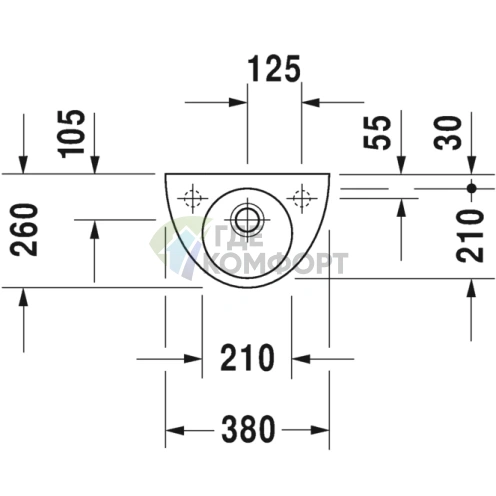 Раковина для рук Duravit Starck 2 без перелива, 380x260 мм, белая (761380000) - фото 2