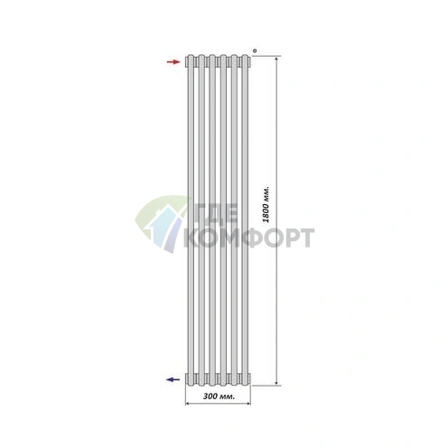 Радиатор стальной трубчатый Purmo Delta Laserline MR 2180 1800х300 6 секций с нижней подводкой - фото 3