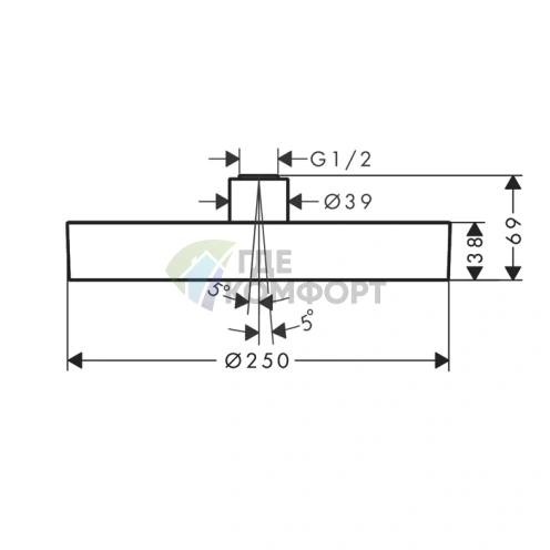 Шикарный верхний душ HG Rainfinity 250 1jet в полированном золоте для вашей ванной комнаты (26228990) - фото 2