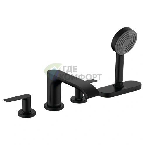 Смеситель для ванны HANSGROHE VIVENIS на 4 отверстия с ручным душем, матовый черный (75444670) - фото 1