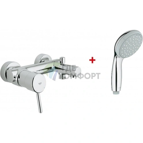 Комплект для ванной Grohe: смеситель Concetto 32211001 и душевая лейка Tempesta New 100 27597000 - фото 1