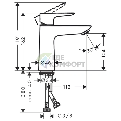 Смеситель для раковины Hansgrohe Talis E 110, черный матовый (71712670) - фото 2