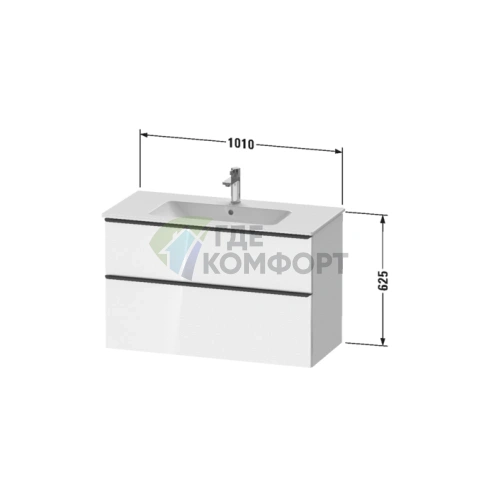 Тумбочка подвесная Duravit D-Neo 1010 мм, белая высокоглянцевая (DE436302222) - фото 2