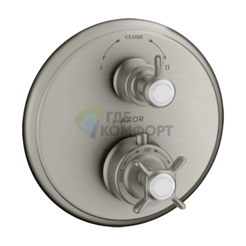 Термостатический смеситель для душа AXOR MONTREUX встраиваемый, с переключающим вентилем, сталь (16820800) - фото 1