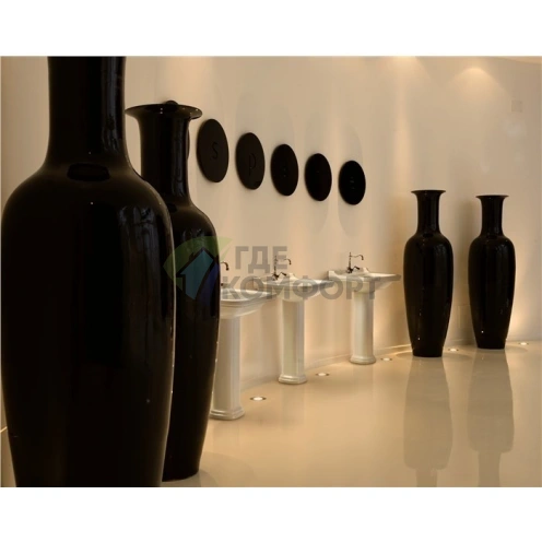 Керамическая раковина Kerasan Waldorf 60×55 см белая с 3 отверстиями под смеситель и хромированными заглушками (4140K1bi/cr*3) - фото 5