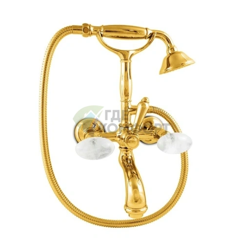 Смеситель для ванны Nicolazzi Cristallo Di Rocca с двумя ручками и переключателем душ/ванна в золотом цвете (2101GO09C) - фото 1