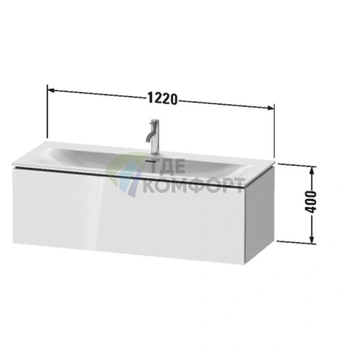 Подвесная тумба Duravit L-Cube 234412 с выдвижным отделением, 400x1220x481 мм, белый глянец (LC613902222) - фото 2