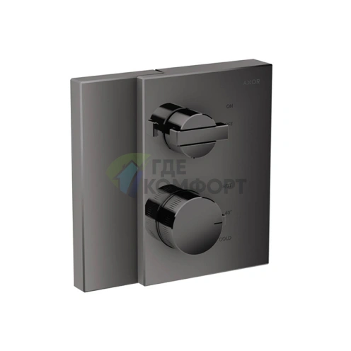 Термостат для душа AX Edge встраиваемый с запорным вентилем, полированный черный (46750330) - фото 1