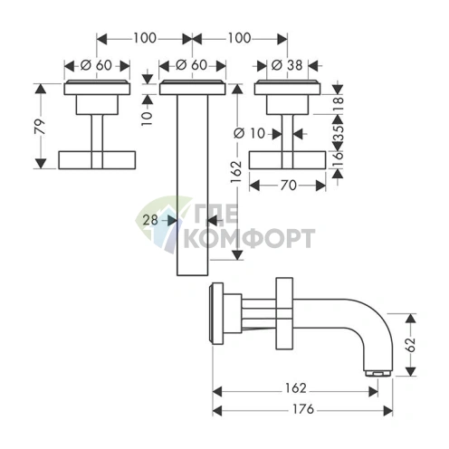 Смеситель для раковины AX Citterio в цвете шлифованное красное золото (39313310) - фото 2