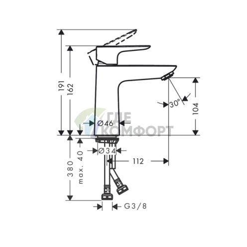 Смеситель для раковины Hansgrohe Talis E 110 в полированном золоте (71712990) - фото 2