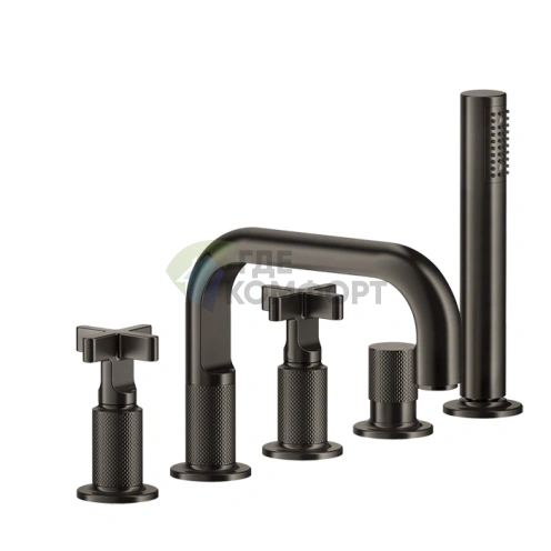 Смеситель для ванны GESSI INNOVO с изливом, переключателем и ручным душем, цвет чёрный матовый (58140#299) - фото 1