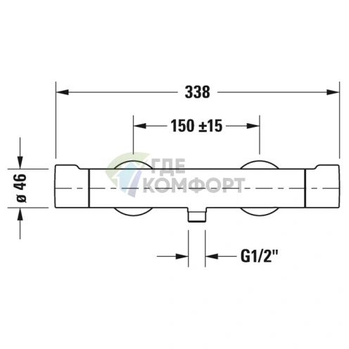Термостатический смеситель для душа Duravit C.1 настенный, нижний выпуск, хром (C14220000010) - фото 2