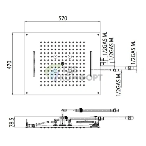 Верхний душ BOSSINI DREAM/3 57x47 см с LED-подсветкой, хромотерапией и 3 режимами (H38935.030) - фото 2