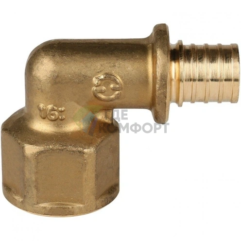 Stout Угольник-переходник с внутренней резьбой 16xG 1/2 для труб из сшитого полиэтилена аксиальный - фото 5