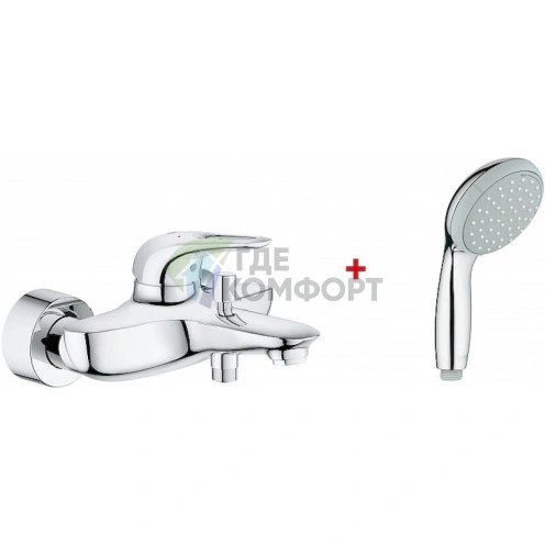 Комплект для ванной Grohe Eurostyle New: смеситель для ванны с душем и душевая лейка Tempesta - фото 1