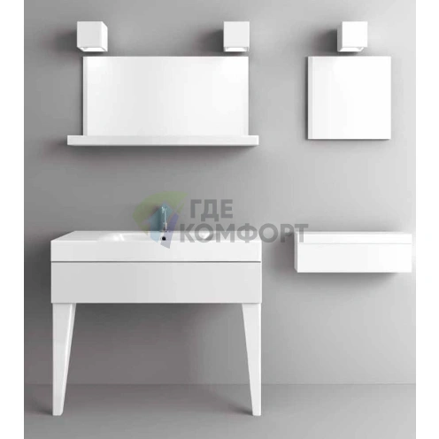 Кухонная мойка KERASAN Cento 100x45 с отверстием под смеситель, белая (355001*1) - фото 3