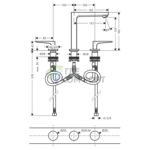 Смеситель для раковины Hansgrohe Metropol 160 с донным клапаном Push-open, хром (74515000) - фото 2