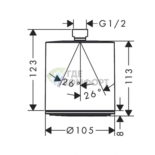Верхний душ Hansgrohe Pulsify 105 мм с EcoSmart в цвете хром/графит (24132000) - фото 2