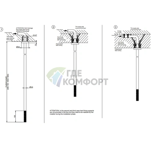 Потолочный излив GESSI 316 с дистанционным управлением, длина 365–1900 мм, цвет Brushed Black Metal PVD (54396#707) - фото 2