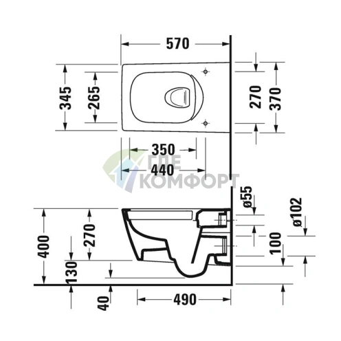 Унитаз подвесной Duravit Viu 370x570 мм с технологией Rimless и креплением в комплекте (2511090000) - фото 2