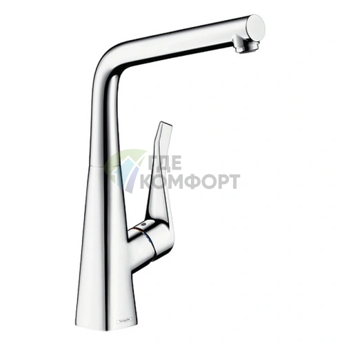 Кухонный смеситель Hansgrohe Metris с выдвижным и поворотным изливом, хром (14823000) - фото 1