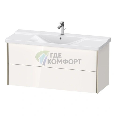 Тумба подвесная Duravit XViu 565x1210x469мм для раковины 233212, 2 ящика, белый глянцевый/champagne matt (XV41180B122) - фото 1
