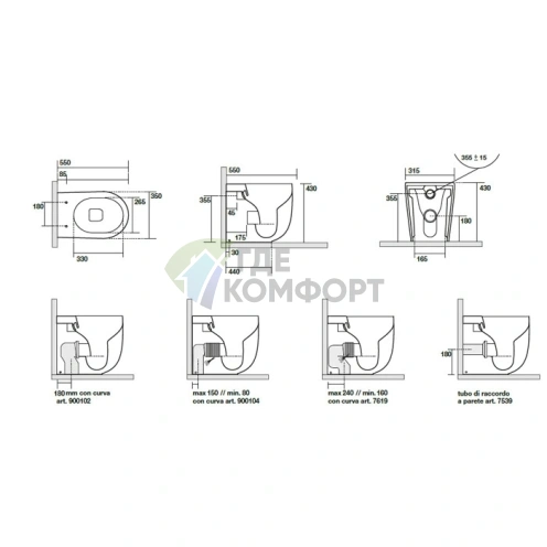 Унитаз безободковый пристенный Kerasan Nolita 55x35 см, цвет Grigio Matt (531859) - фото 2