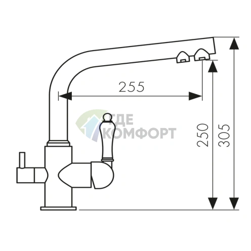 31144 Смеситель KAISER Vincent для кухни с подключением фильтра для питьевой воды - фото 2