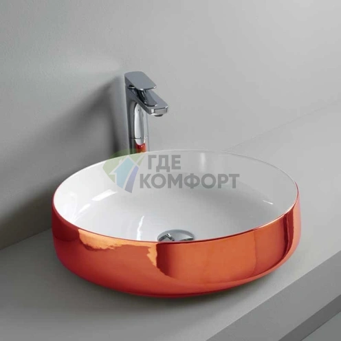 Элегантная накладная раковина Artceram Cognac 42 см в цвете белый/розовое золото (COL001 01 85) - фото 1