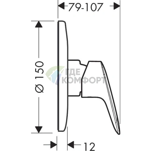 Смеситель для душа Hansgrohe Logis 71666000: комплект с внутренней частью - фото 3